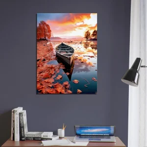 Cadre mural Barque sur un lac en automne barque sur un lac en automne