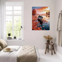 Cadre mural Barque sur un lac en automne barque sur un lac en automne