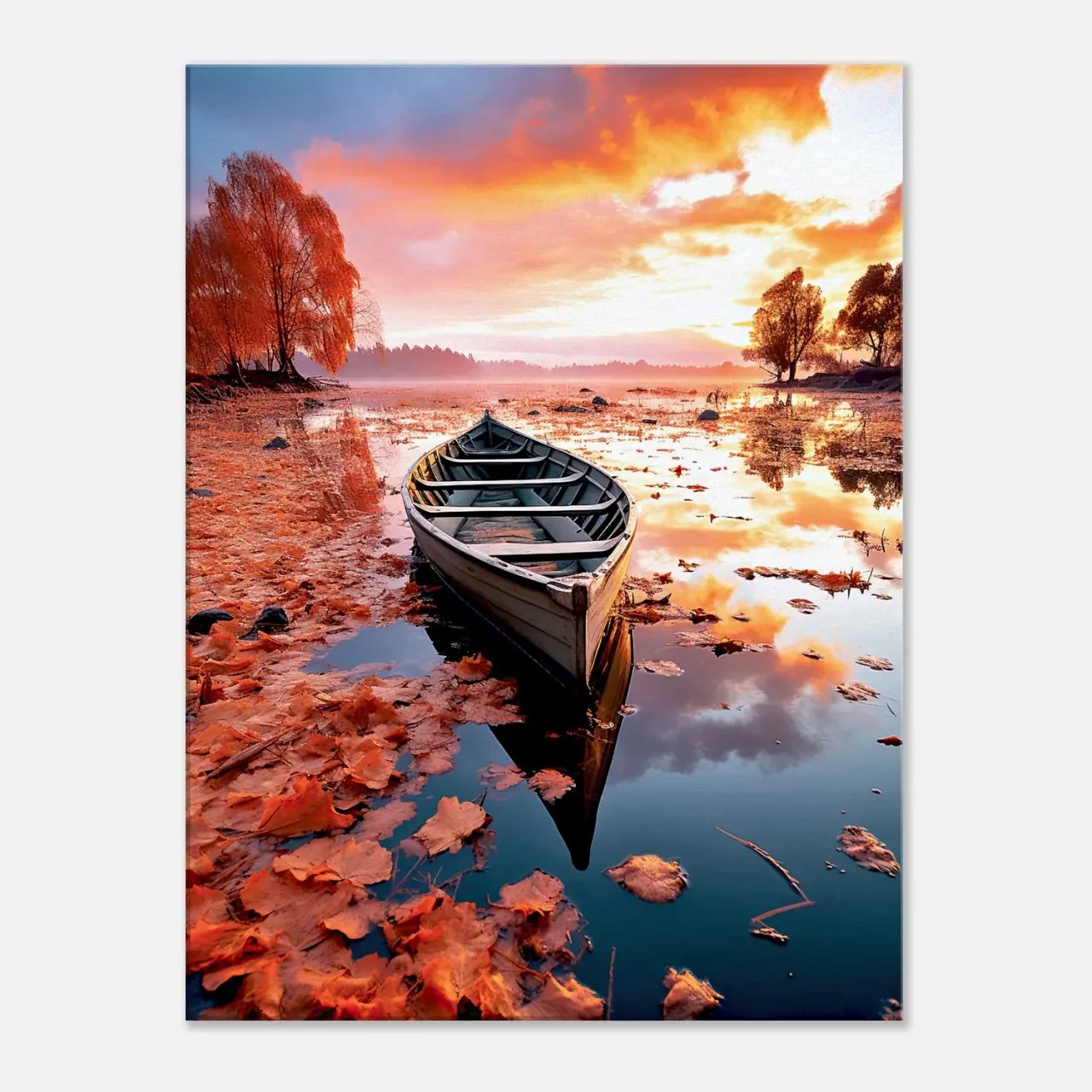 Cadre mural Barque sur un lac en automne barque sur un lac en automne