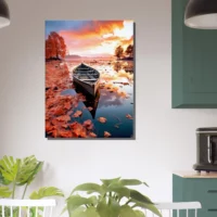 Cadre mural Barque sur un lac en automne barque sur un lac en automne