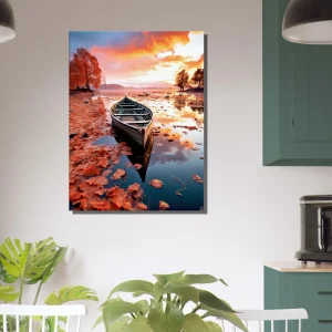 Cadre mural Barque sur un lac en automne barque sur un lac en automne