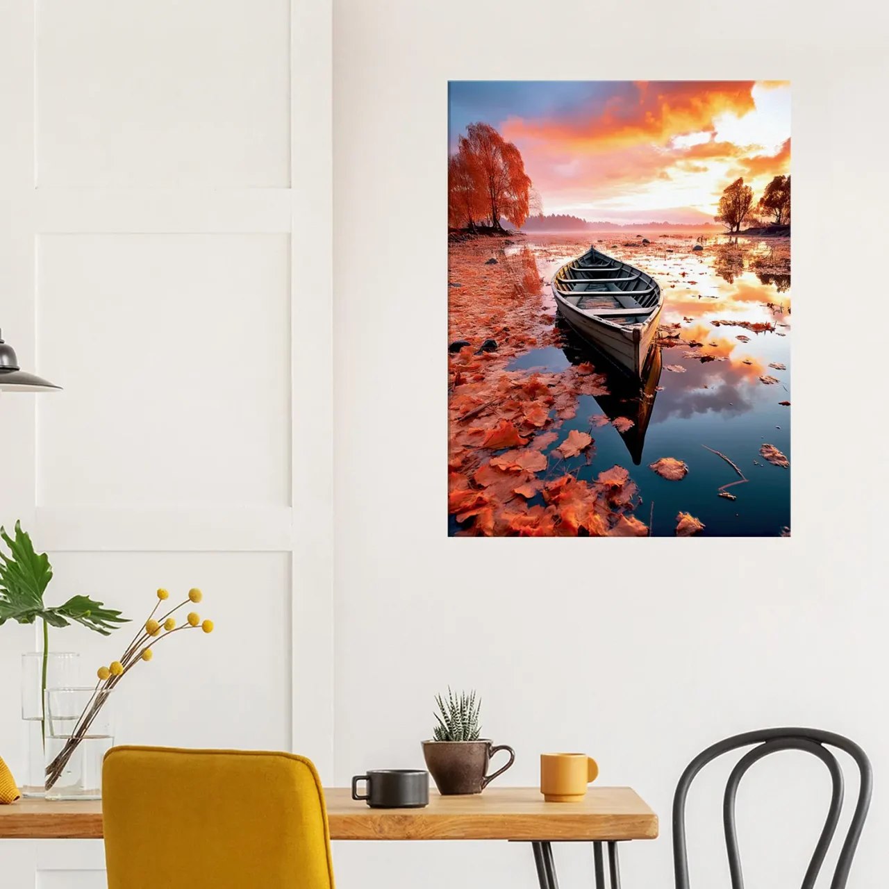 Cadre mural Barque sur un lac en automne barque sur un lac en automne