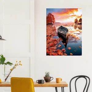 Cadre mural Barque sur un lac en automne barque sur un lac en automne