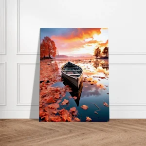 Cadre mural Barque sur un lac en automne barque sur un lac en automne