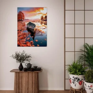 Cadre mural Barque sur un lac en automne barque sur un lac en automne