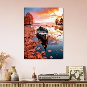 Cadre mural Barque sur un lac en automne barque sur un lac en automne