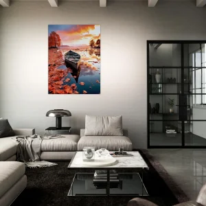 Cadre mural Barque sur un lac en automne barque sur un lac en automne