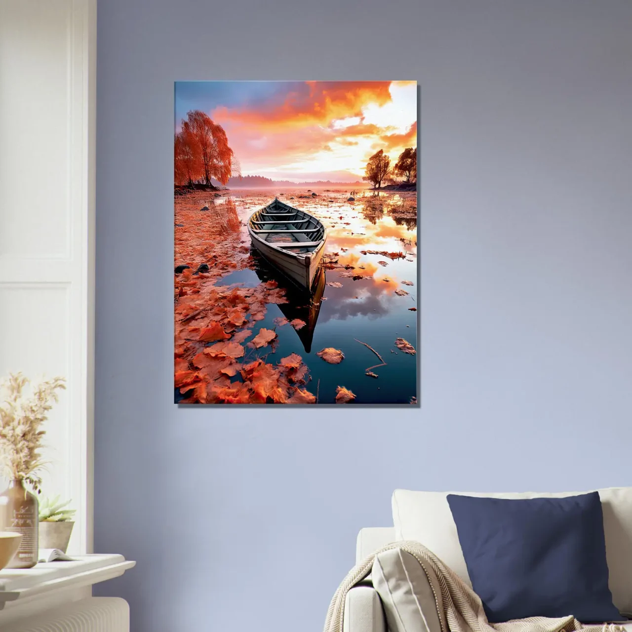 Cadre mural Barque sur un lac en automne barque sur un lac en automne
