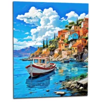 Bateau sur les berges du village d’Assos, Grèce bateau sur les berges du village d'assos, grèce