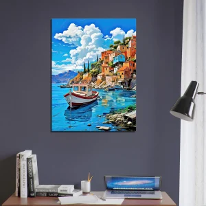 Bateau sur les berges du village d’Assos, Grèce bateau sur les berges du village d'assos, grèce