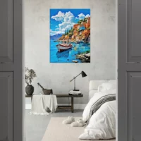 bateau sur les berges du village d'assos, grèce