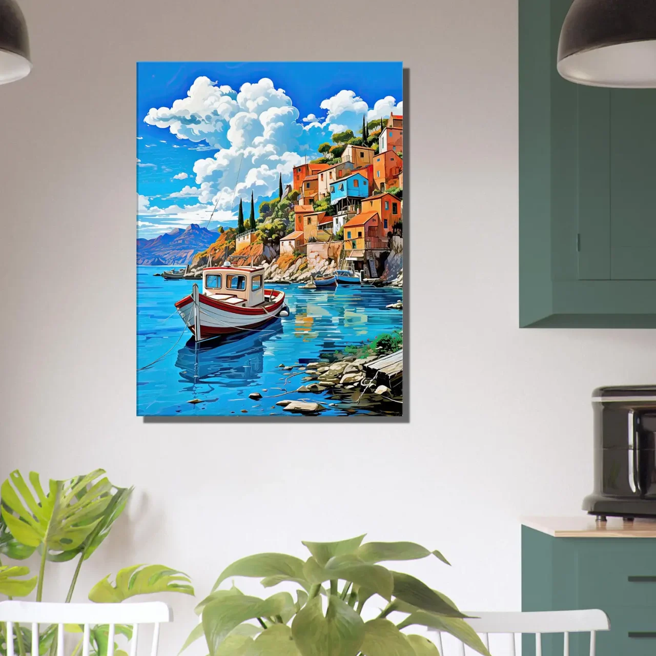 Bateau sur les berges du village d’Assos, Grèce bateau sur les berges du village d'assos, grèce