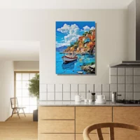 bateau sur les berges du village d'assos, grèce