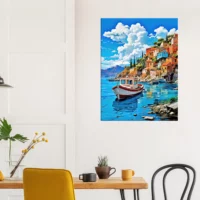 bateau sur les berges du village d'assos, grèce