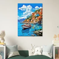 bateau sur les berges du village d'assos, grèce