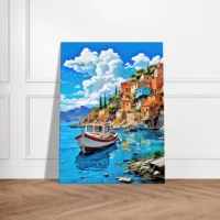 bateau sur les berges du village d'assos, grèce