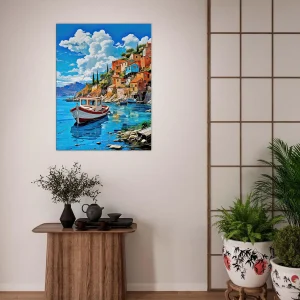 Bateau sur les berges du village d’Assos, Grèce bateau sur les berges du village d'assos, grèce