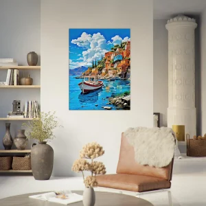 Bateau sur les berges du village d’Assos, Grèce bateau sur les berges du village d'assos, grèce