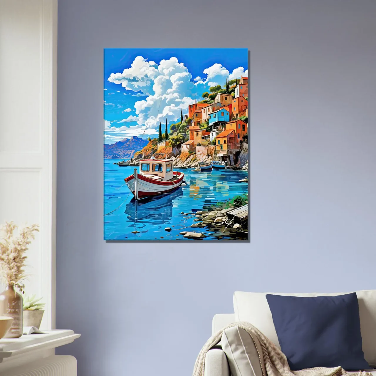 Bateau sur les berges du village d’Assos, Grèce bateau sur les berges du village d'assos, grèce