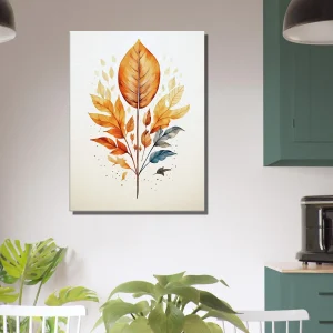 Cadre déco Boho Branche aux feuilles dorées branche aux feuilles dorées