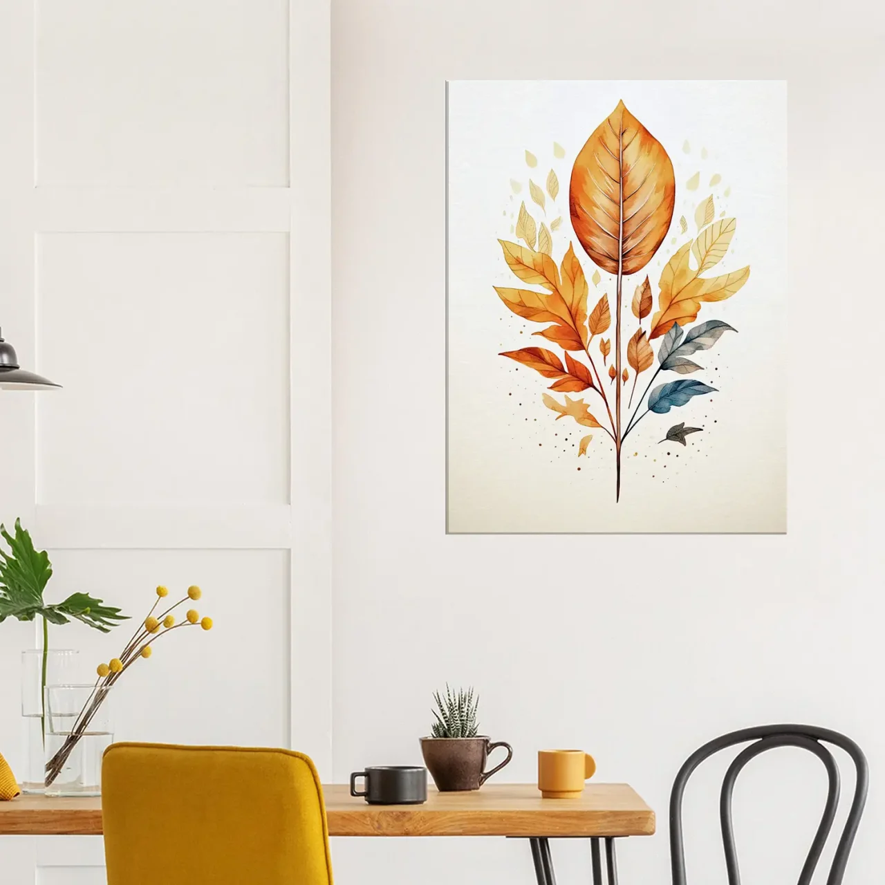 Cadre déco Boho Branche aux feuilles dorées branche aux feuilles dorées