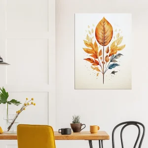 Cadre déco Boho Branche aux feuilles dorées branche aux feuilles dorées