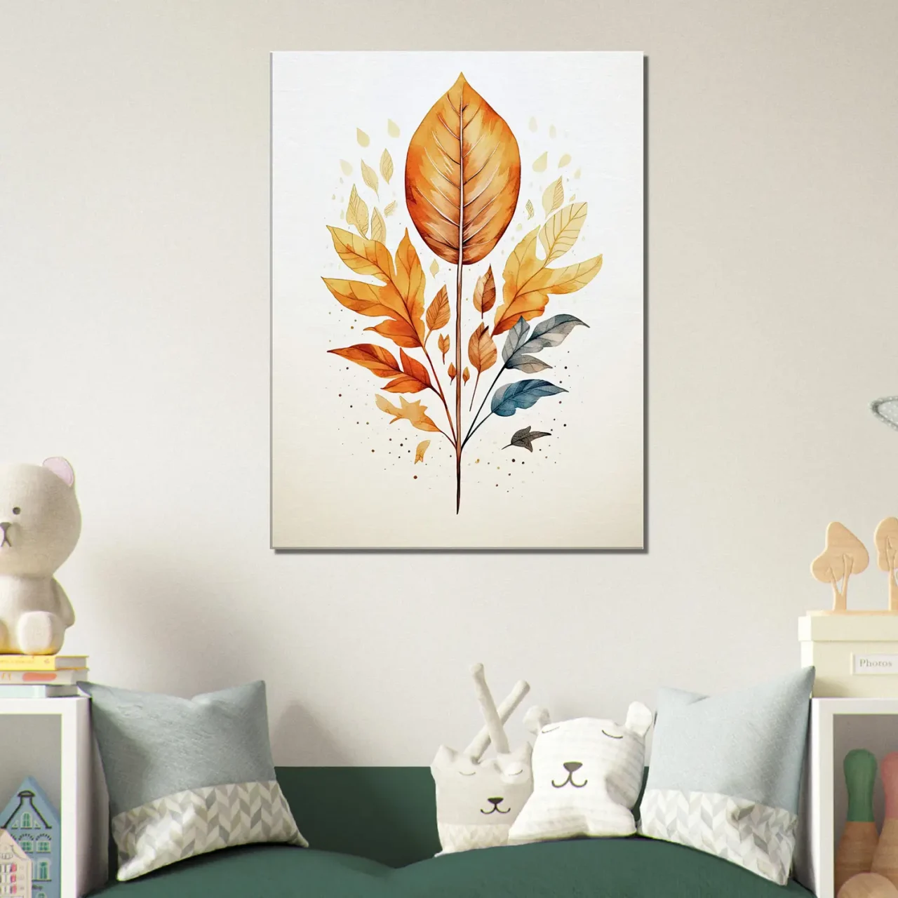 Cadre déco Boho Branche aux feuilles dorées branche aux feuilles dorées