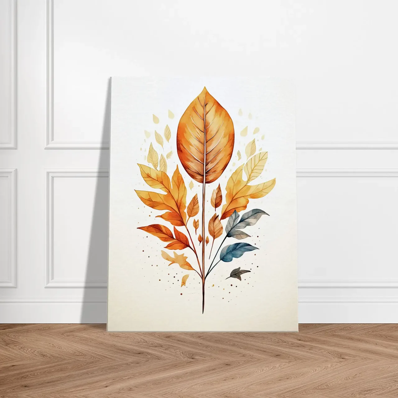 Cadre déco Boho Branche aux feuilles dorées branche aux feuilles dorées