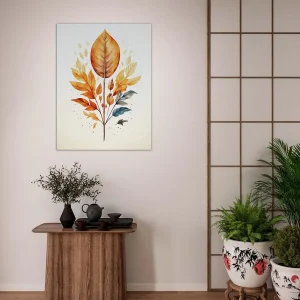 Cadre déco Boho Branche aux feuilles dorées branche aux feuilles dorées