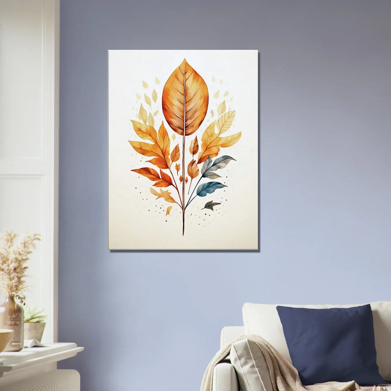 Cadre déco Boho Branche aux feuilles dorées branche aux feuilles dorées