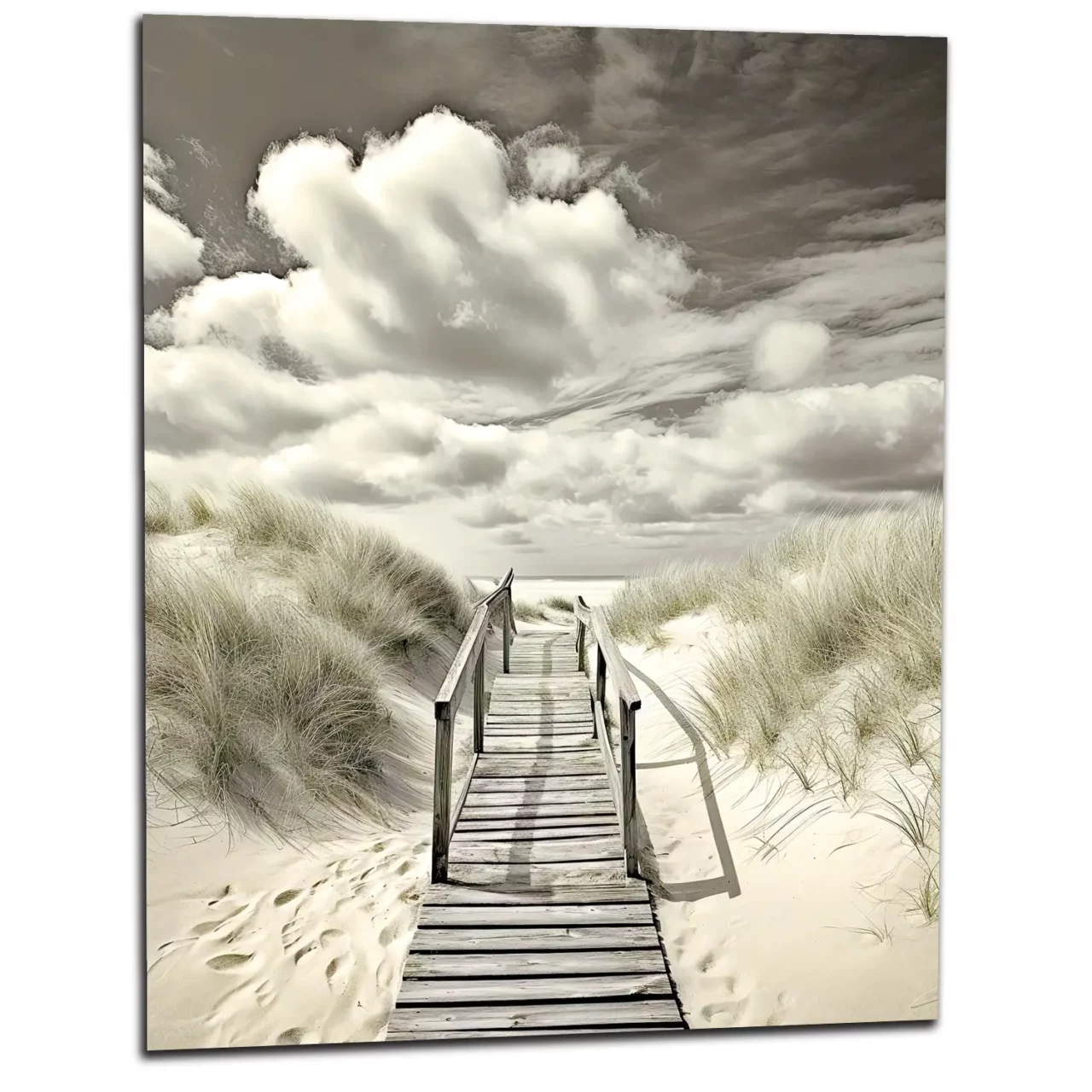 Cadre Chemin de bois vers la plage sépia chemin de bois vers la plage sepia