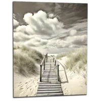 Cadre Chemin de bois vers la plage sépia chemin de bois vers la plage sepia