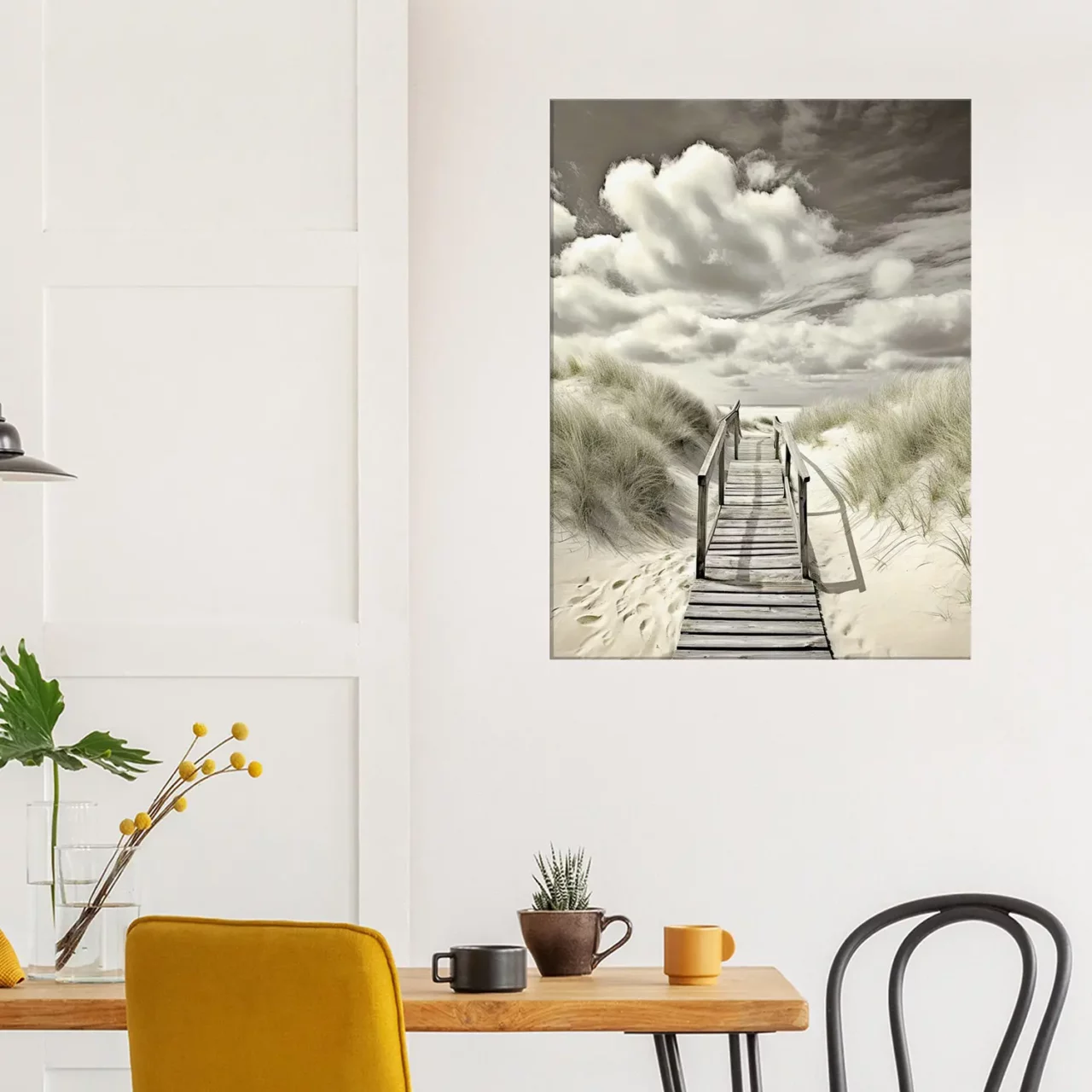 Cadre Chemin de bois vers la plage sépia chemin de bois vers la plage sepia