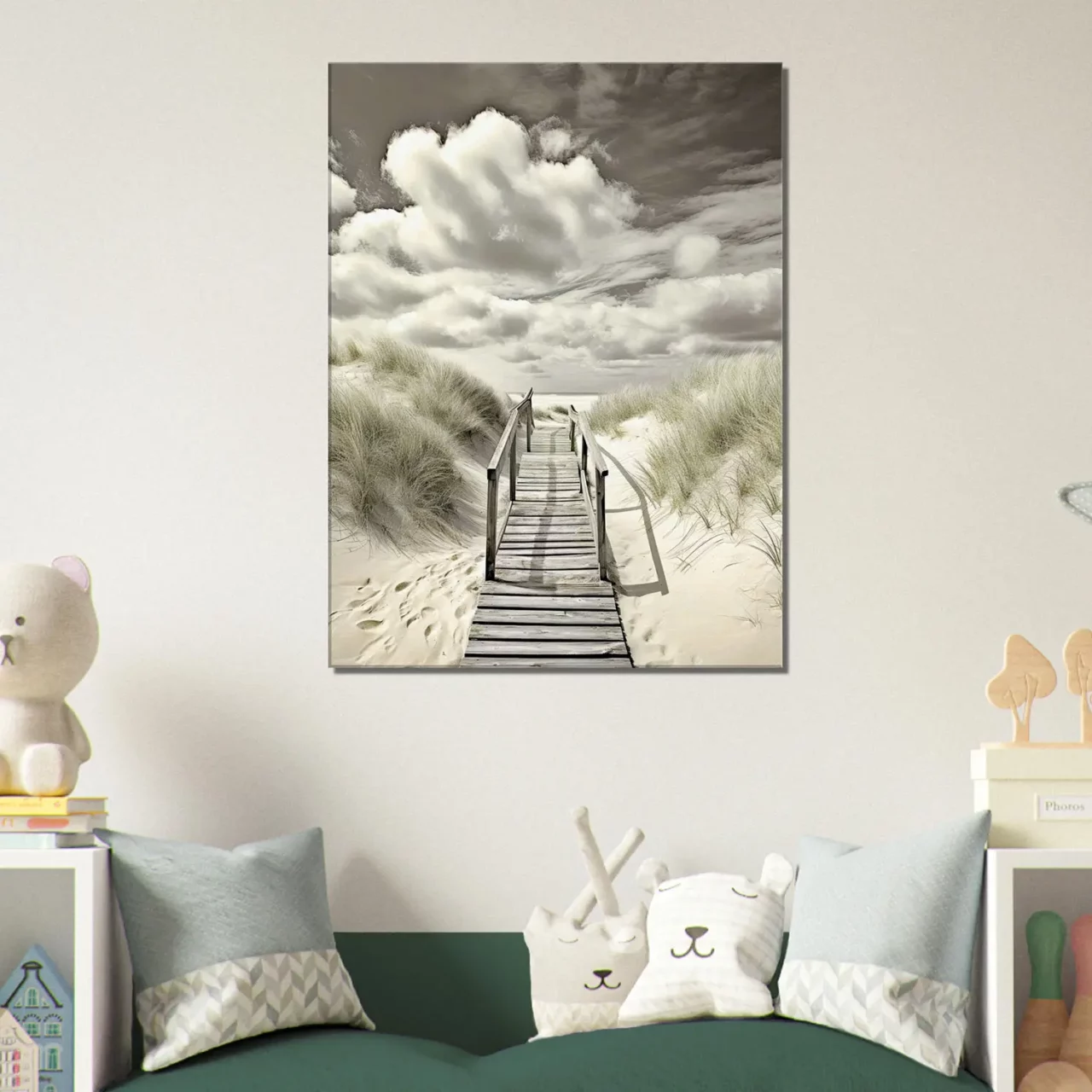 Cadre Chemin de bois vers la plage sépia chemin de bois vers la plage sepia