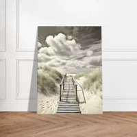 Cadre Chemin de bois vers la plage sépia chemin de bois vers la plage sepia