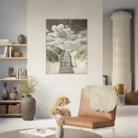 Cadre Chemin de bois vers la plage sépia chemin de bois vers la plage sepia