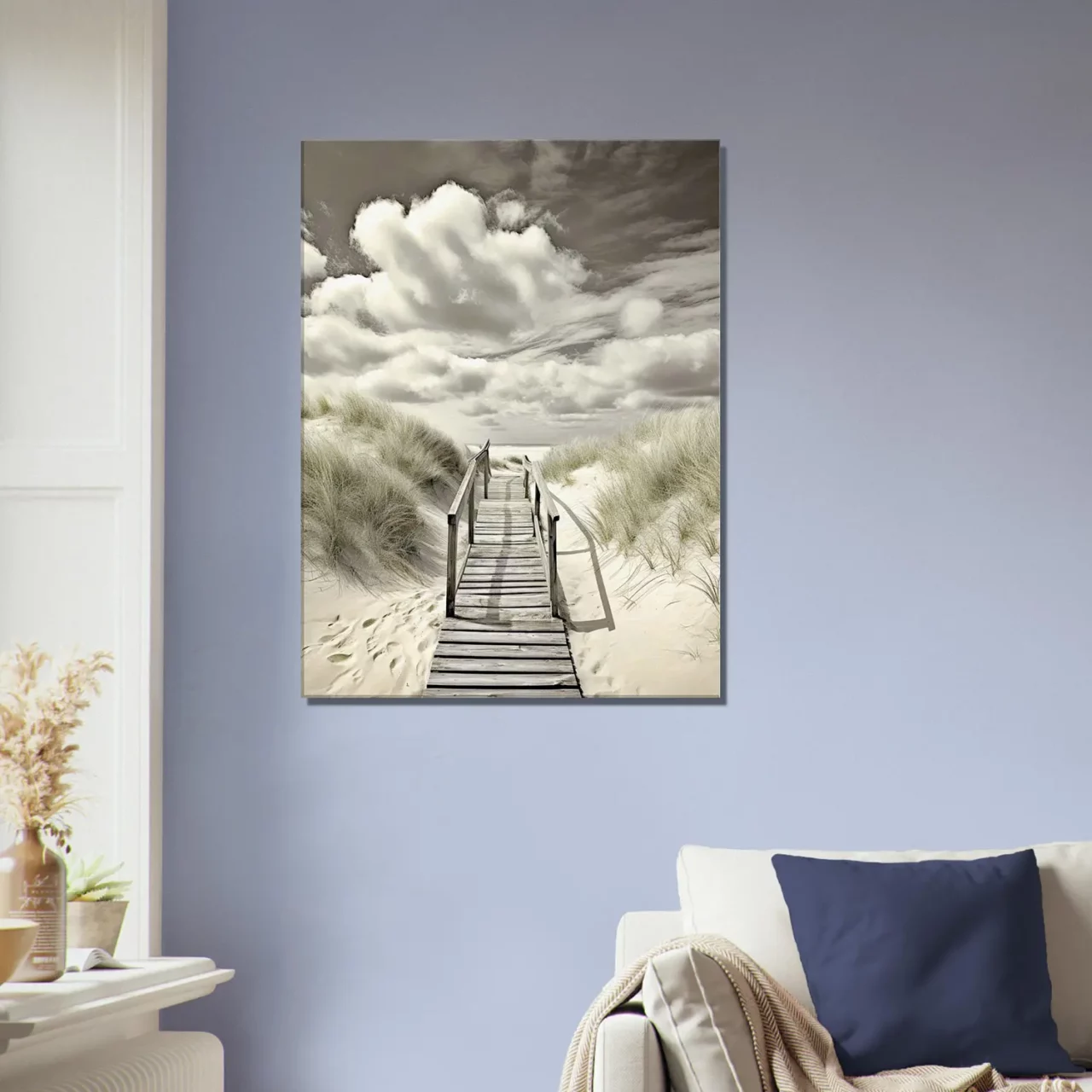 Cadre Chemin de bois vers la plage sépia chemin de bois vers la plage sepia