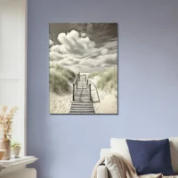 Cadre Chemin de bois vers la plage sépia chemin de bois vers la plage sepia