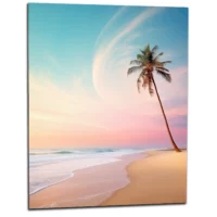 décor plage déserte à l’aube et palmier décor plage déserte et palmier