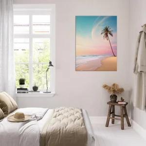 décor plage déserte à l’aube et palmier décor plage déserte et palmier