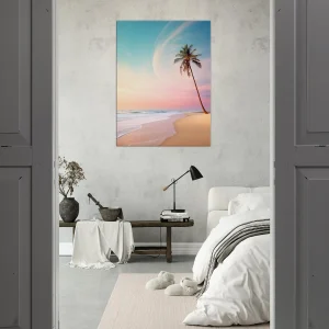 décor plage déserte à l’aube et palmier décor plage déserte et palmier