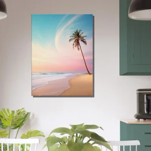décor plage déserte à l’aube et palmier décor plage déserte et palmier