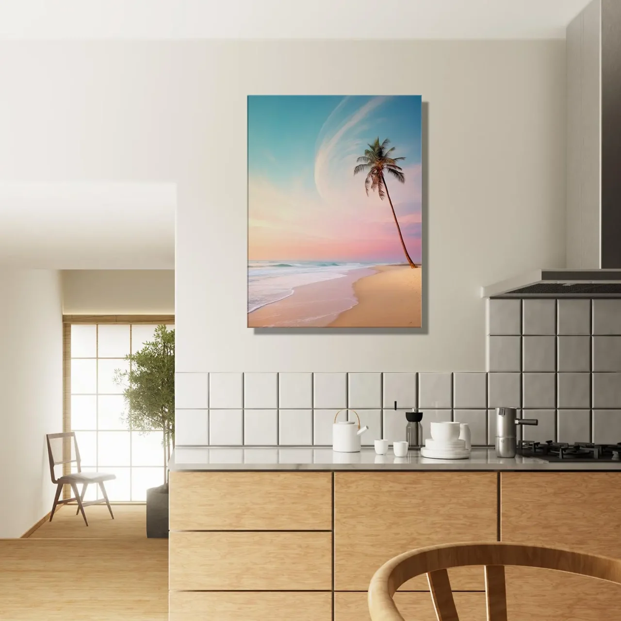 décor plage déserte à l’aube et palmier décor plage déserte et palmier