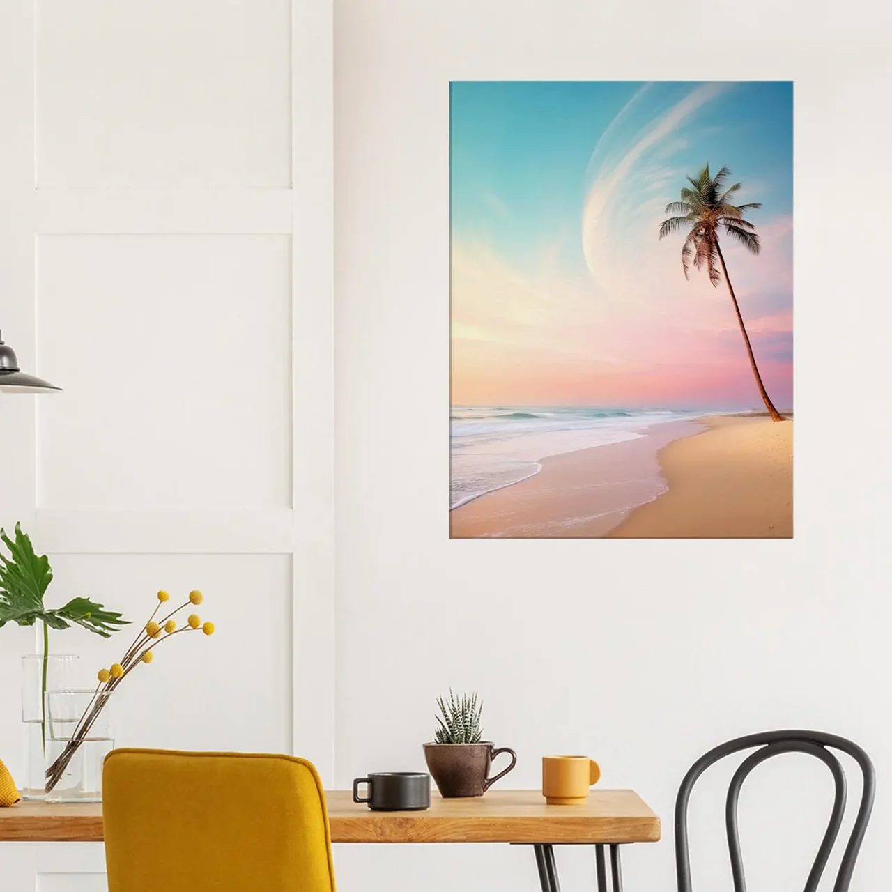 décor plage déserte à l’aube et palmier décor plage déserte et palmier