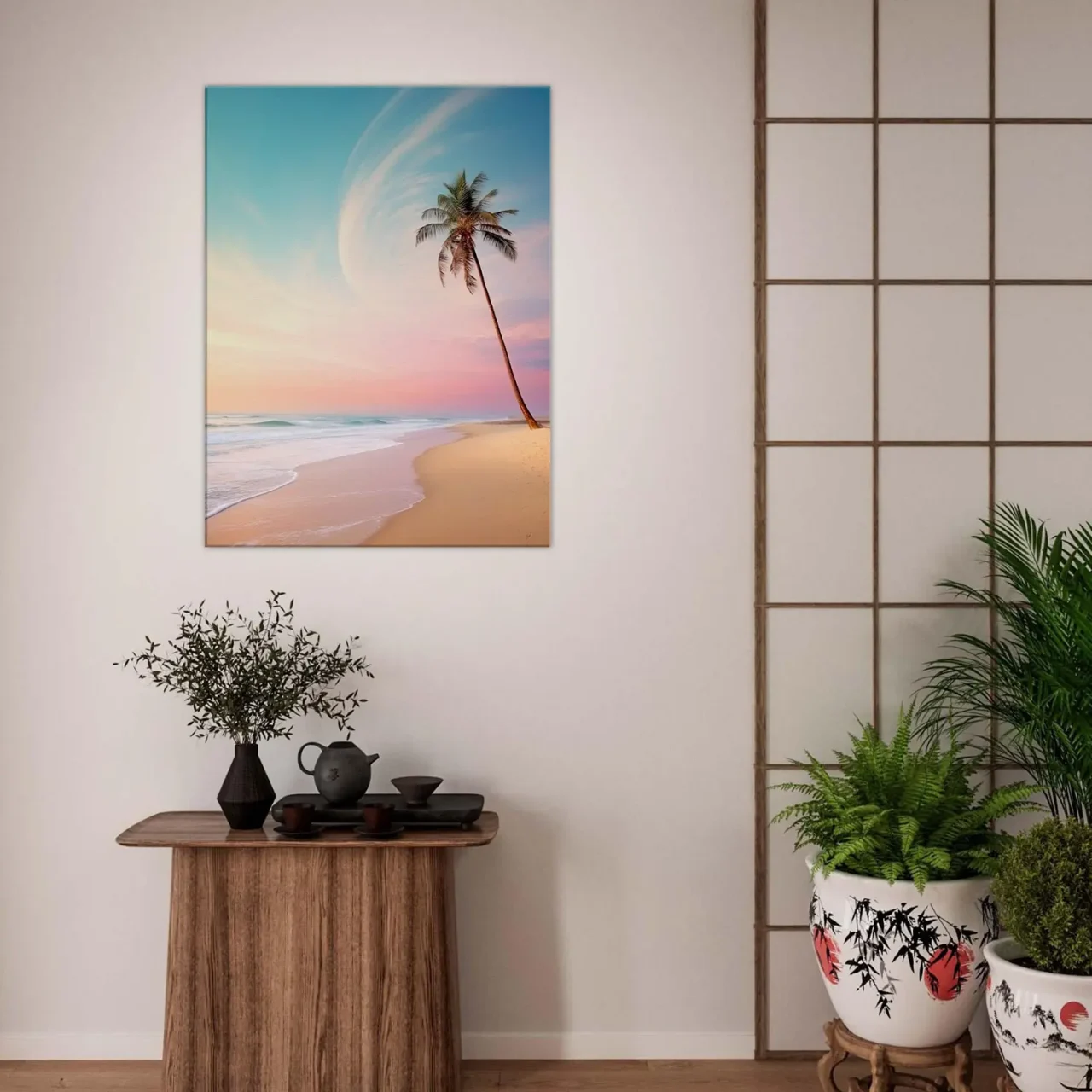 décor plage déserte à l’aube et palmier décor plage déserte et palmier