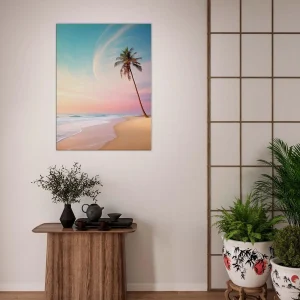 décor plage déserte à l’aube et palmier décor plage déserte et palmier