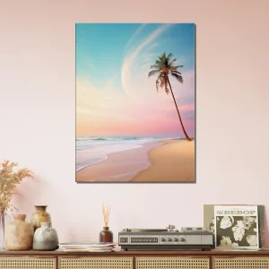 décor plage déserte à l’aube et palmier décor plage déserte et palmier