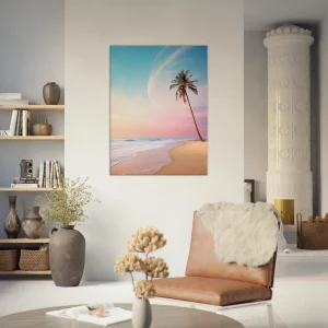 décor plage déserte et palmier