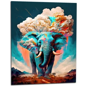 Tableau surréaliste Éléphant bleu géant illustration elephant bleu géant illustration