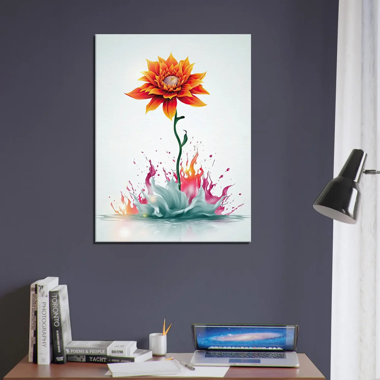 fleur boho abstraite explosion de peinture